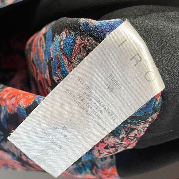 IRO Dress Womens 32 US 0 Silk Faux Wrap Mini Black-Red Floral - Picture 9 of 11